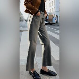 ZARA TRF Stove Pipe Black Grey Wash High Waisted Straight Leg Jeans Size 2